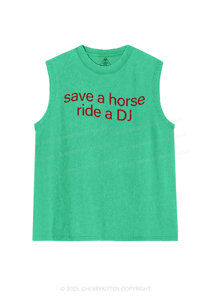 Glitter Ride A DJ Y2K Washed Muscle Tank Cherrykitten