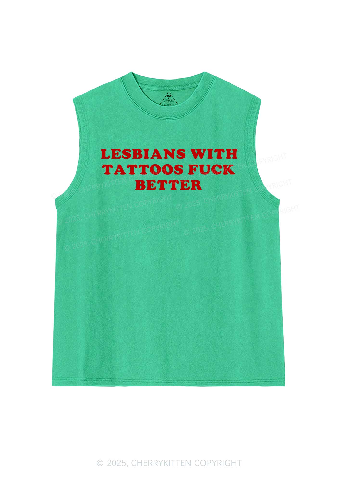 Lesbians With Tattoos Pride Y2K Washed Muscle Tank Cherrykitten
