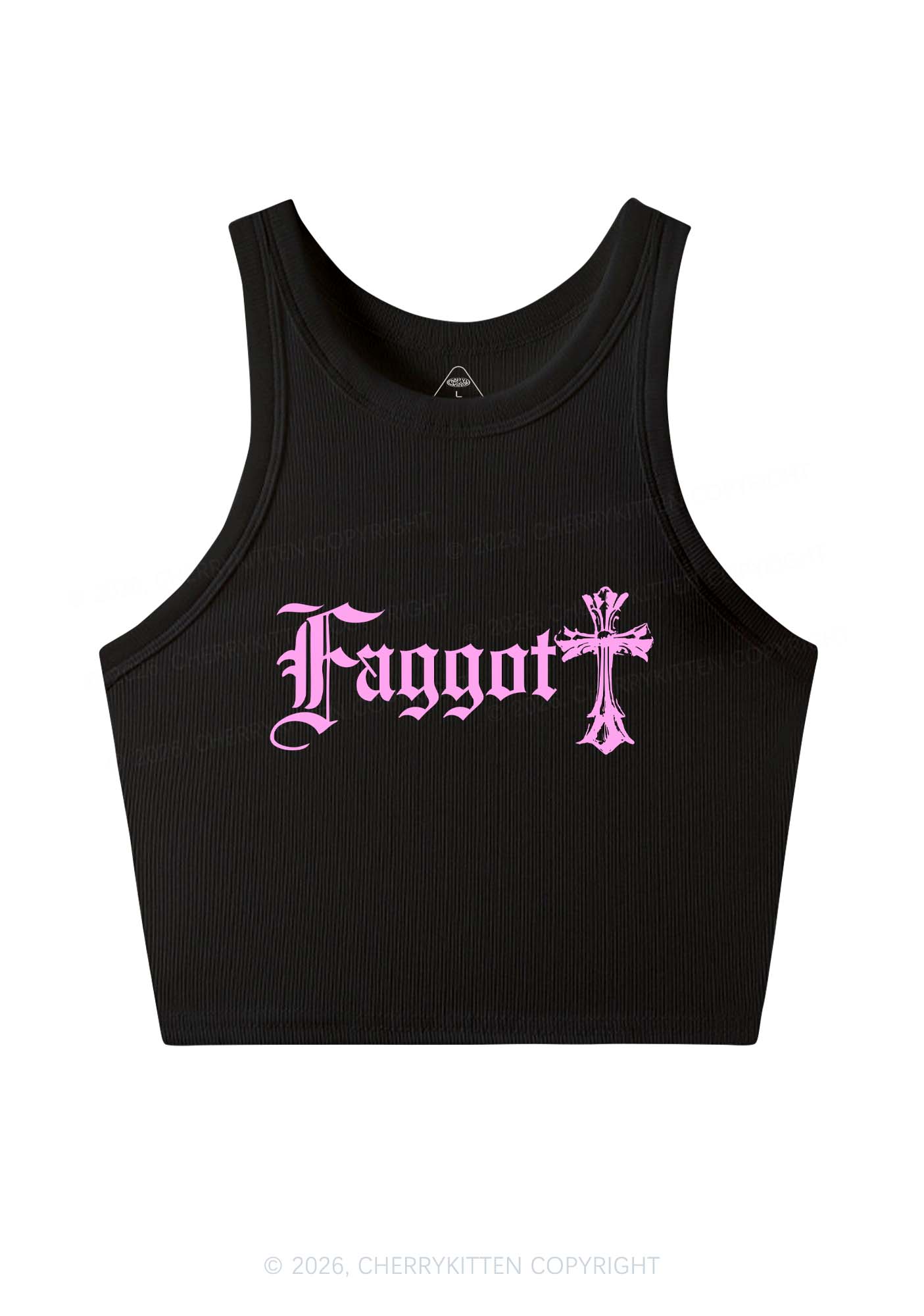 Goth Faggot Pride Y2K Crop Tank Top Cherrykitten