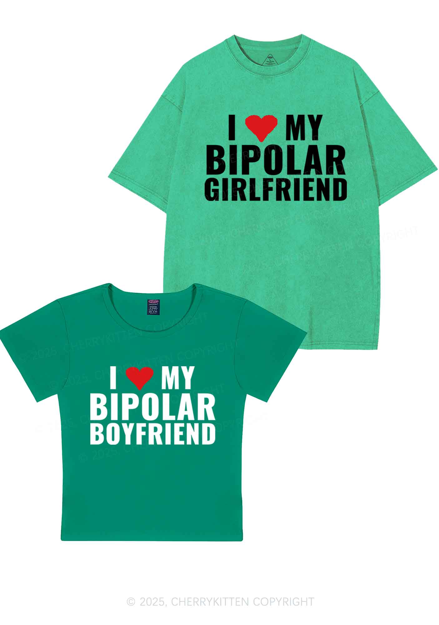 I Love My Bipolar GF BF Y2K Valentine's Day Couple Shirt Cherrykitten