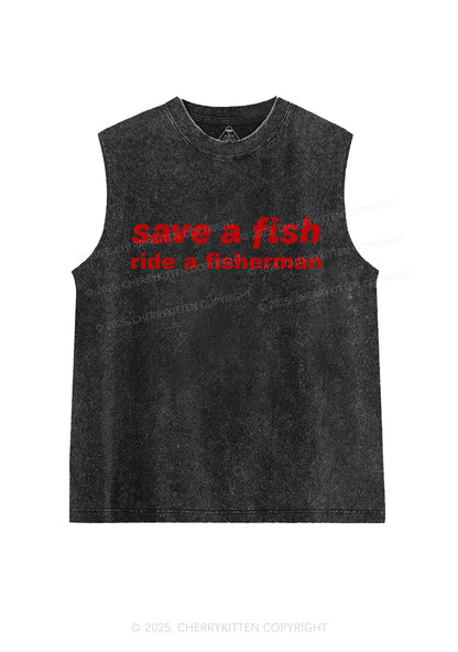 Save A Fish Y2K Washed Muscle Tank Cherrykitten