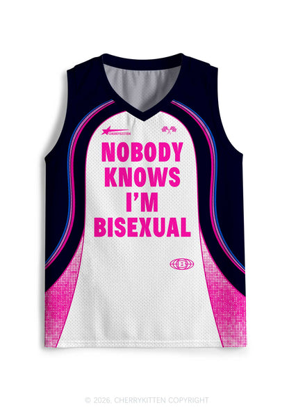 Nobody Knows Im Bisexual Pride Y2K Sport Jersey Tank Cherrykitten