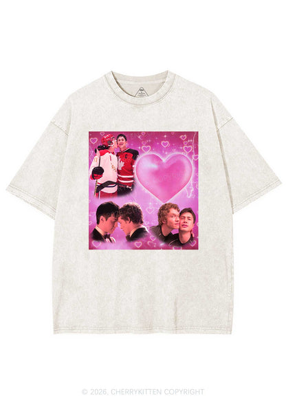 Pink Heart Portrait HR Y2K Shirts Washed Tee Cherrykitten