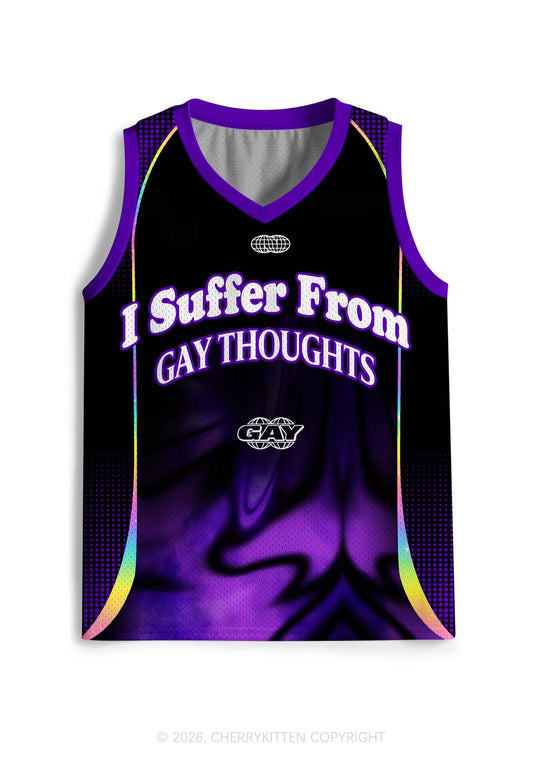 Purple Suffer From Gay Thoughts Pride Y2K Sport Jersey Tank Cherrykitten