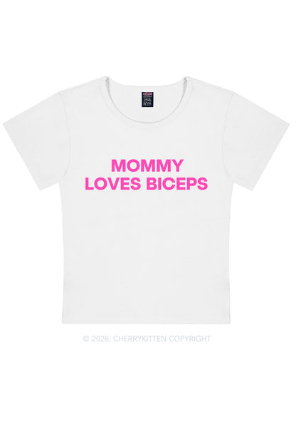 Mommy Loves Biceps Y2K Baby Tee Cherrykitten