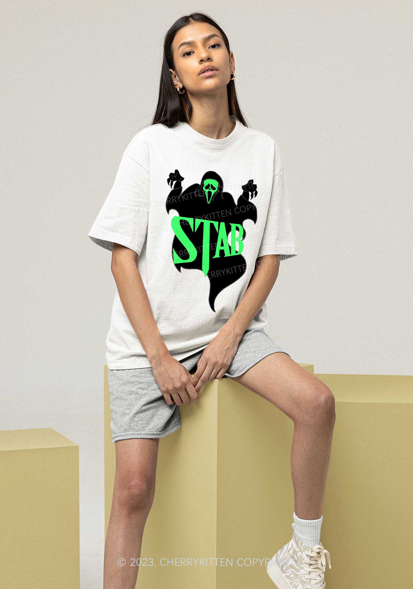 Stab Ghost Halloween Y2K Chunky Shirt Cherrykitten