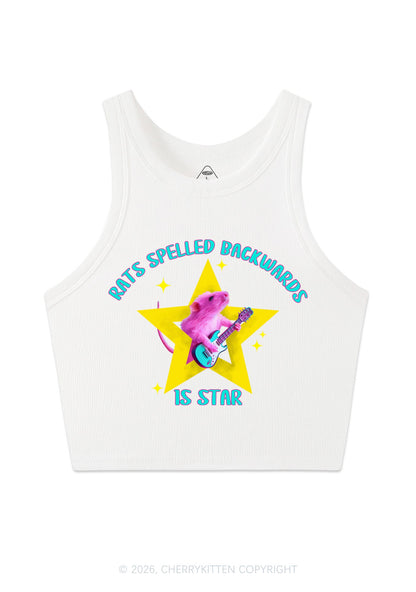 Rats Spelled Backwards Is Star Y2K Crop Tank Top Cherrykitten