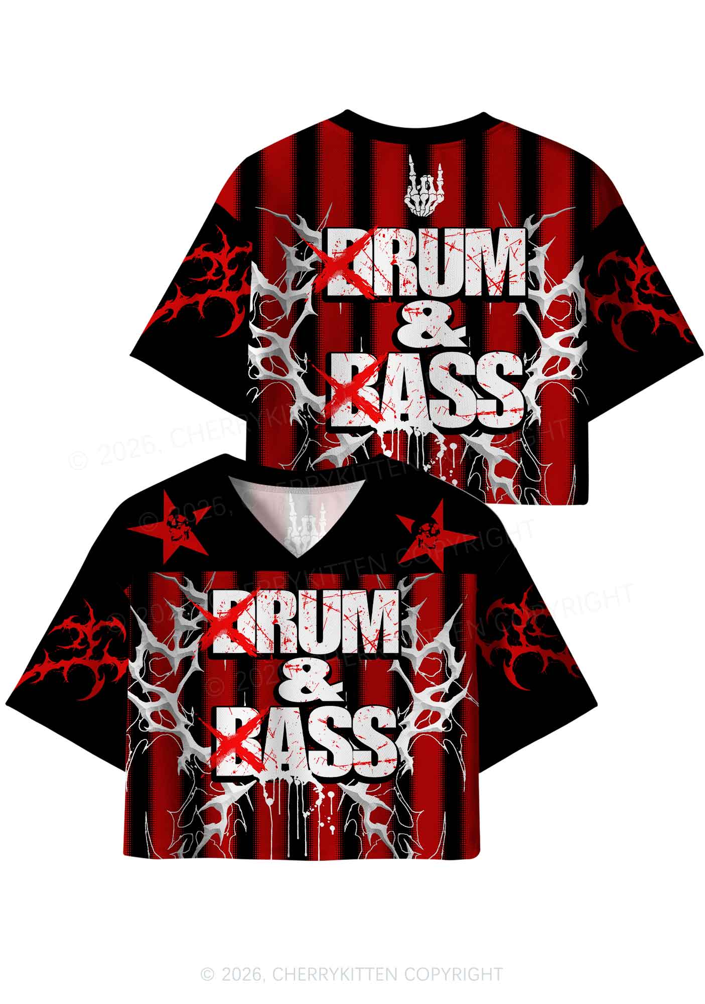 Drum And Bass Y2K Crop Sport Jersey Shirts Cherrykitten