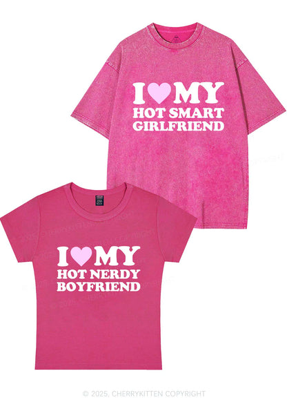 I Love My Hot Nerdy BF Y2K Valentine's Day Couple Shirt Cherrykitten