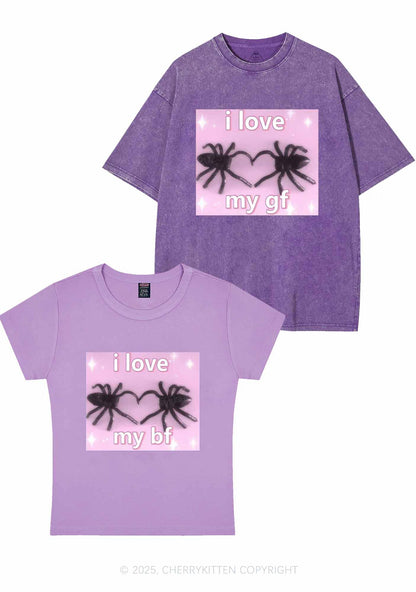 Love My Spider BF GF Y2K Valentine's Day Couple Shirt Cherrykitten