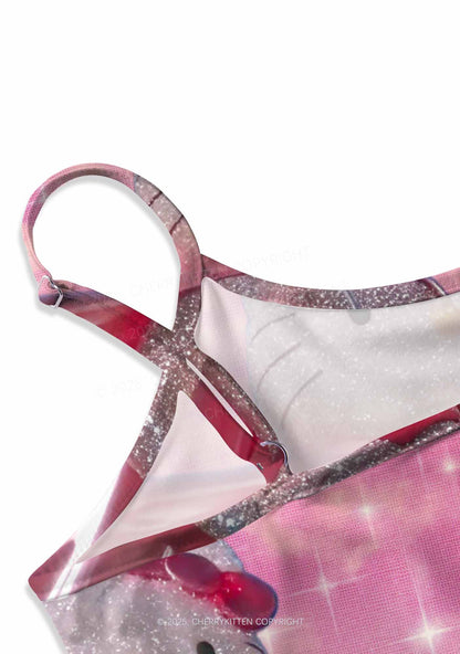 Diamond Kitten Y2K Print Slip Dress Cherrykitten