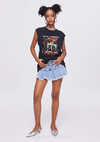 Ride A Cowboy Y2K Washed Tank Cherrykitten