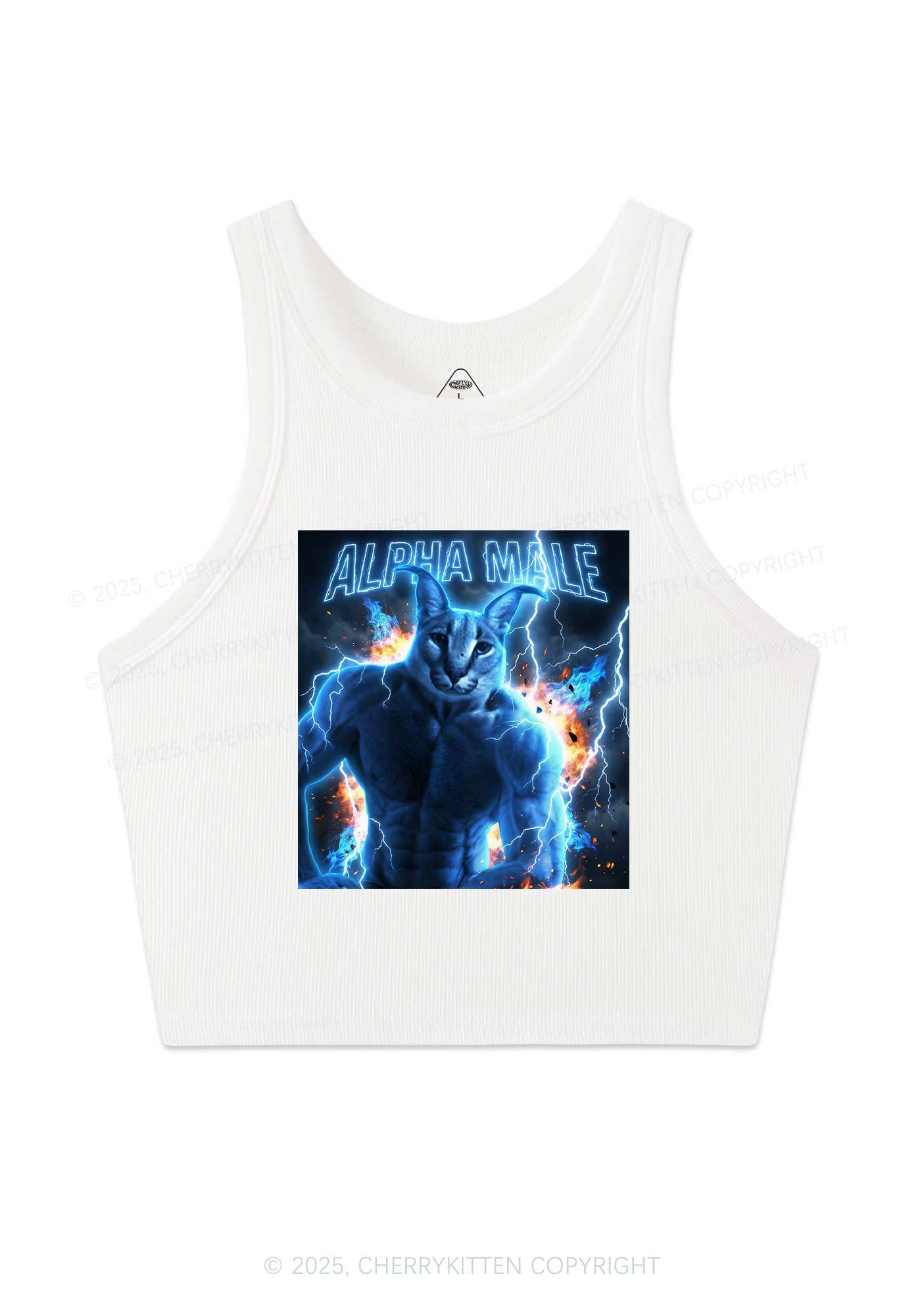 Alpha Male Floppa Y2K Crop Tank Top Cherrykitten