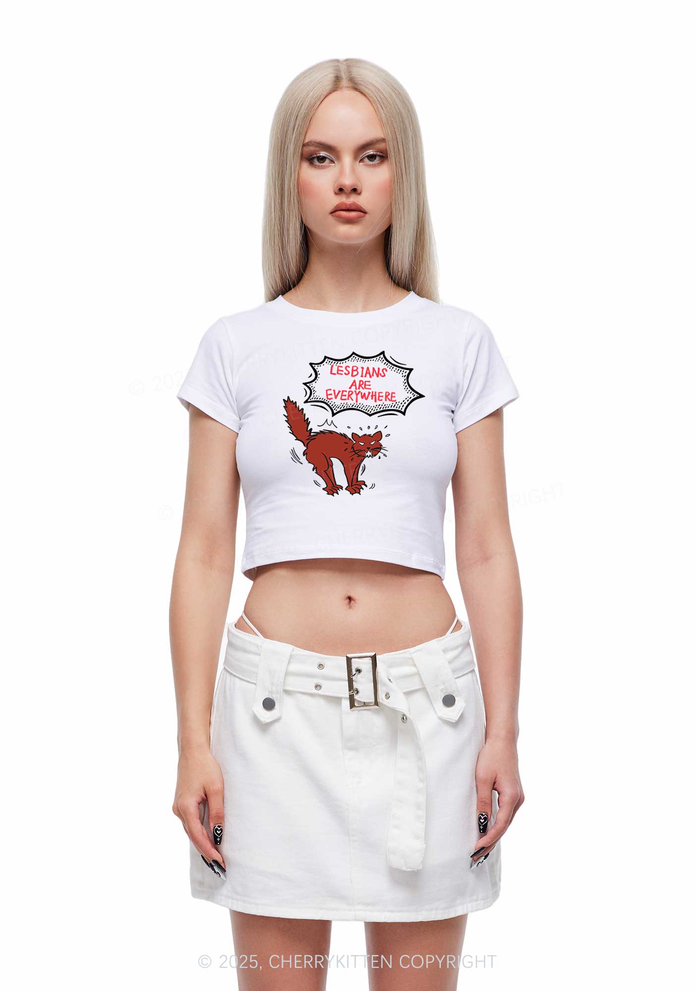 Lesbians Are Everywhere Y2K Baby Tee Cherrykitten