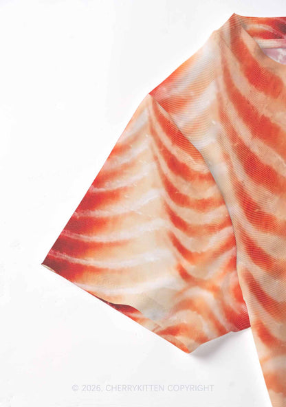 Pork Belly Texture Y2K Mesh Crop Top Cherrykitten