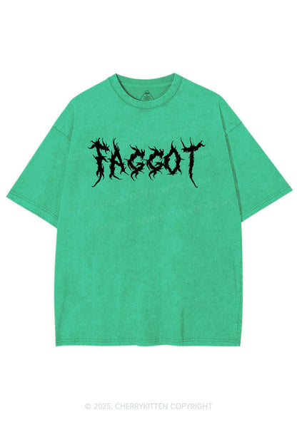 Punk Faggot Pride Y2K Shirts Washed Tee Cherrykitten