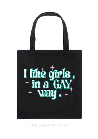Like Girls In Gay Way Pride Y2K Canvas Tote Bag Cherrykitten