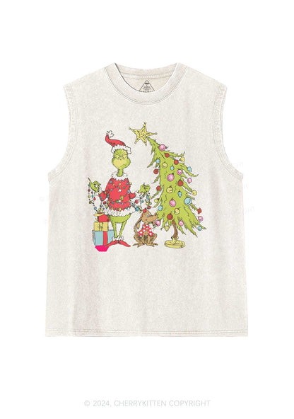 Christmas Tree Gift Y2K Washed Tank Cherrykitten