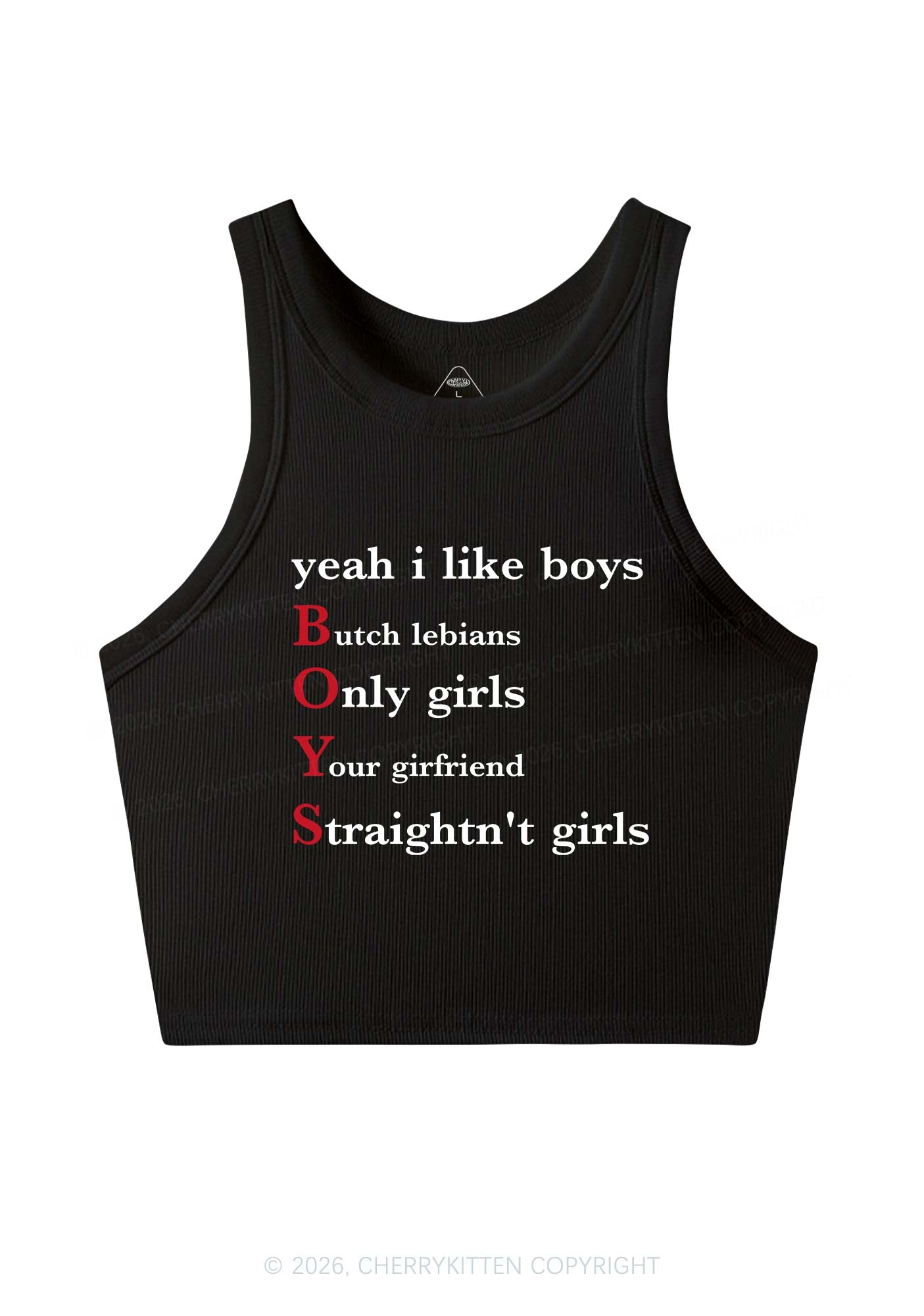 Yeah I Like Boys Pride Y2K Crop Tank Top Cherrykitten
