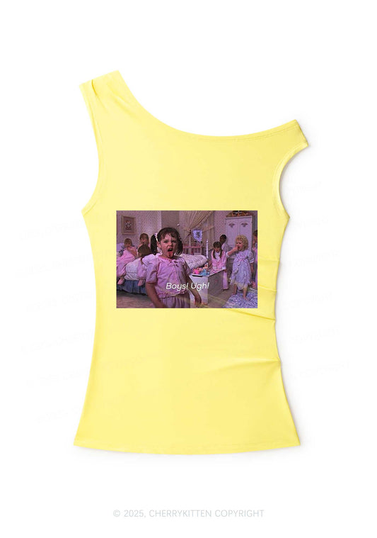 Boys Ugh Y2K Off Shoulder Tank Top Cherrykitten