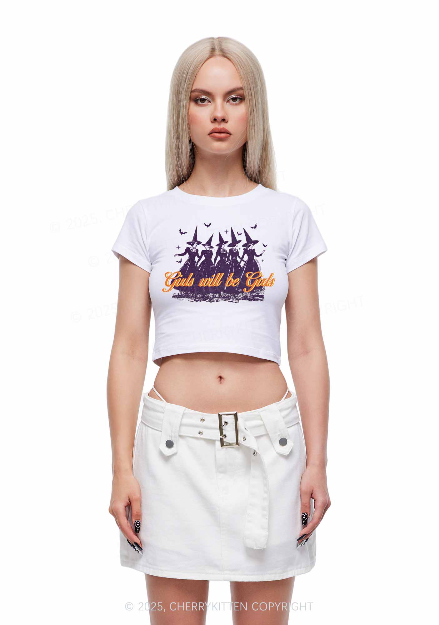 Halloween Witches Will Be Witches Y2K Baby Tee Cherrykitten