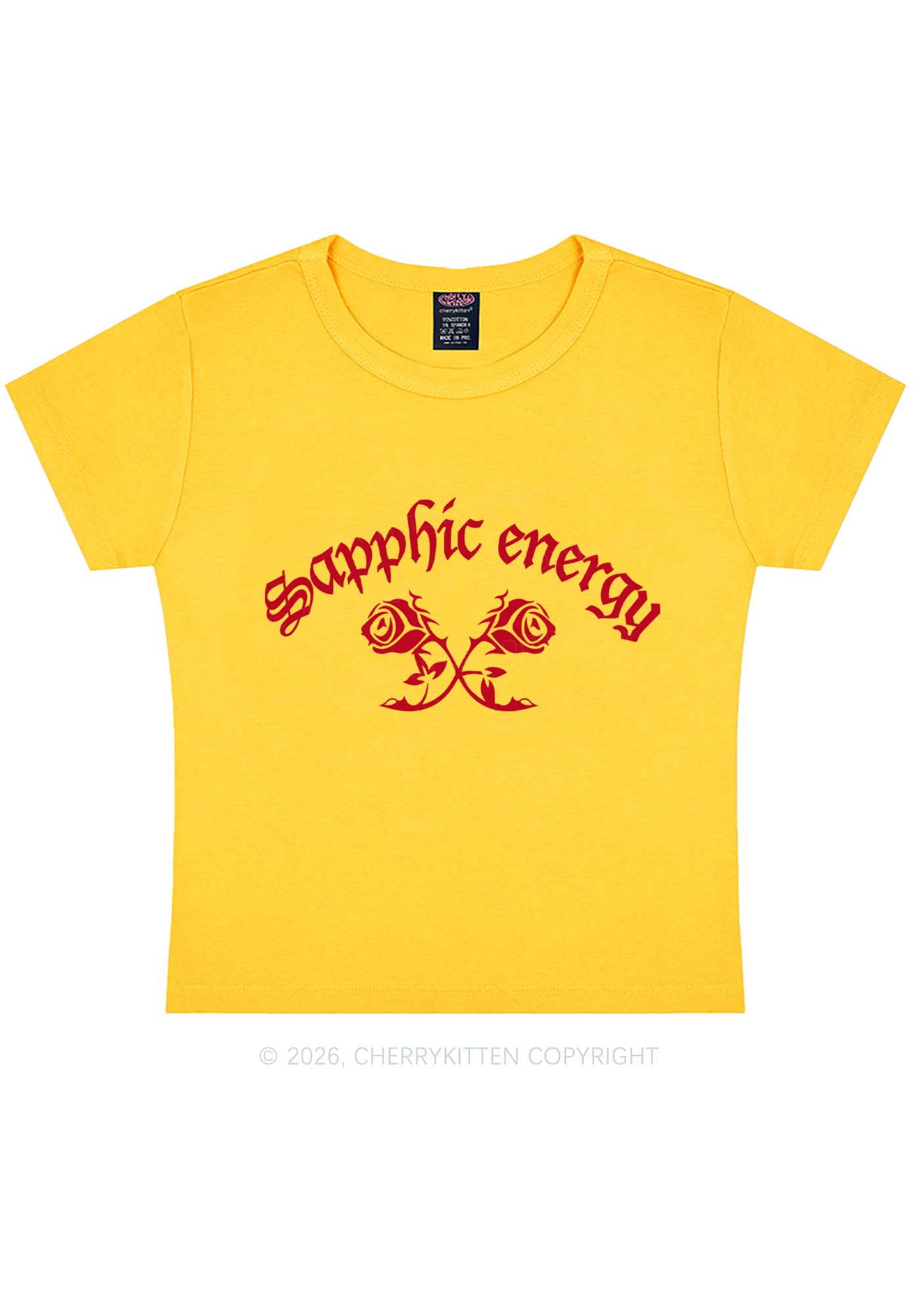 Sapphic Energy Pride Y2K Baby Tee Cherrykitten