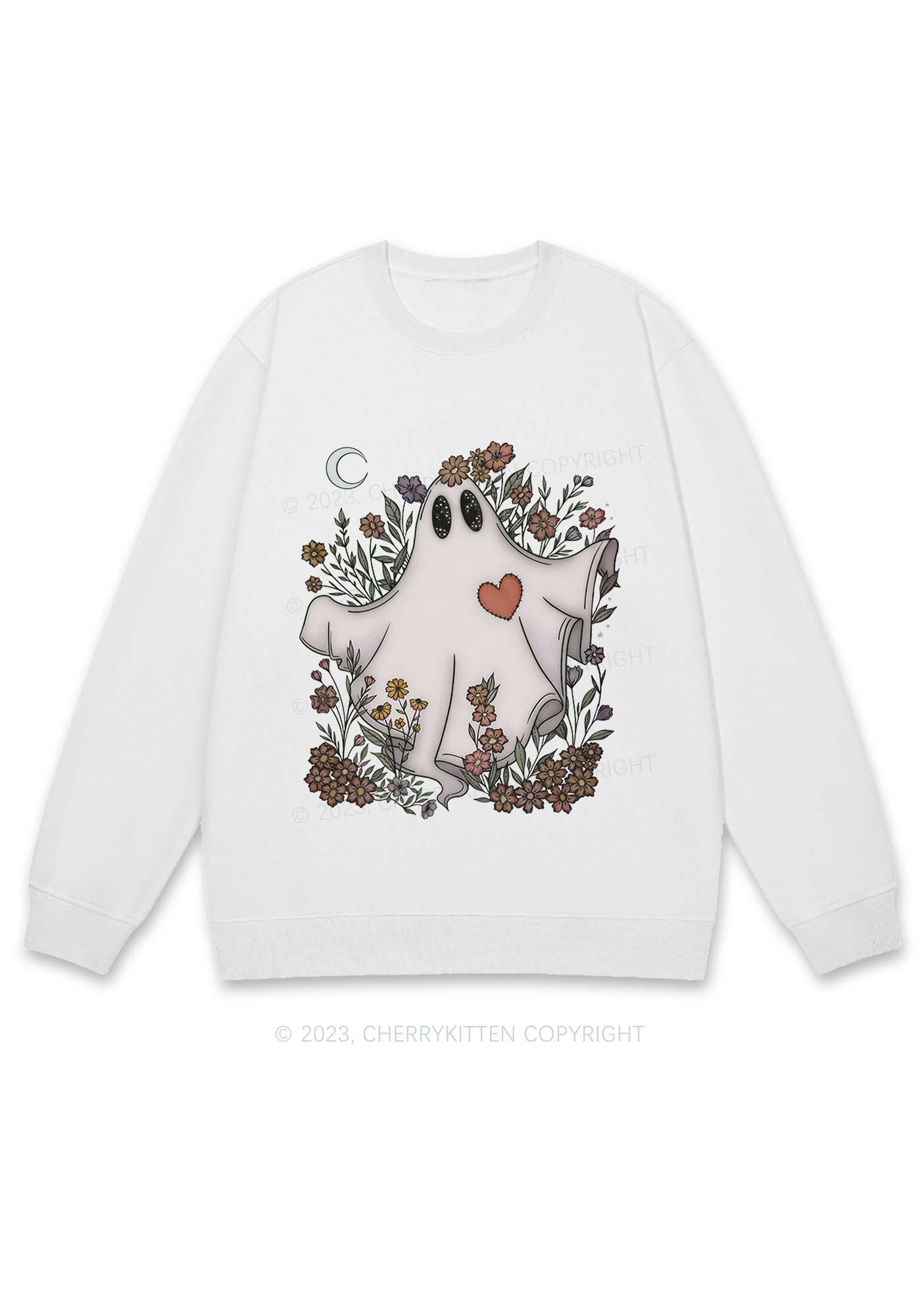 Halloween Floral Ghost Y2K Sweatshirt Cherrykitten