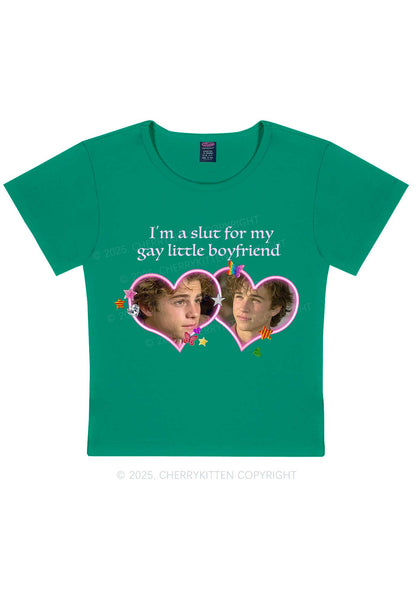 Custom Slxt Gay BF Photo Y2K Baby Tee Cherrykitten