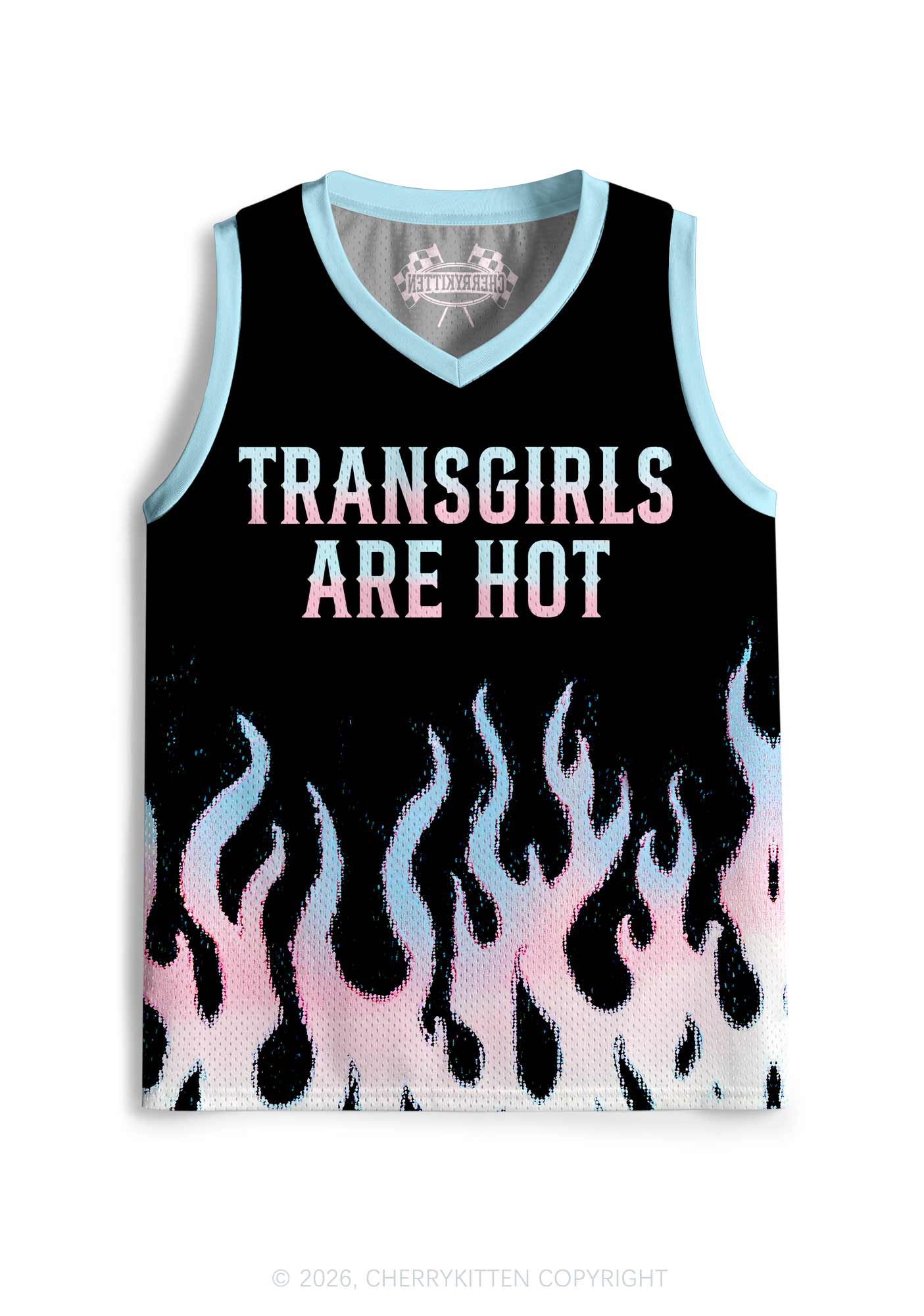 Transgirls Are Hot Flame Pride Y2K Sport Jersey Tank Cherrykitten