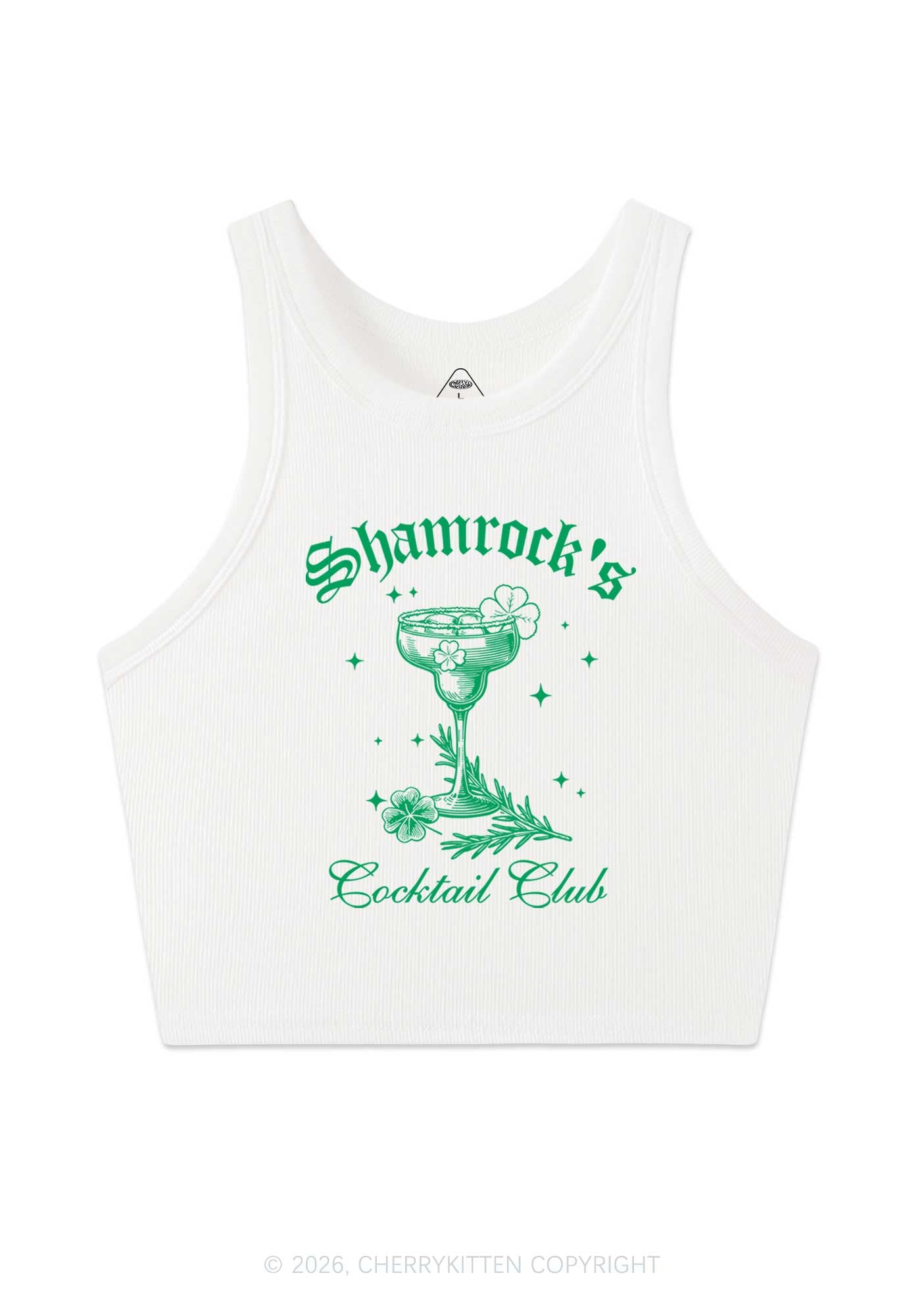 Shamrocks Coctail Club St Patricks Y2K Crop Tank Top Cherrykitten