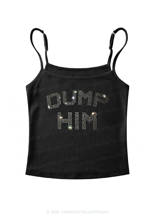Rhinestone Dump Him Y2K Spaghetti Strap Cami Cherrykitten