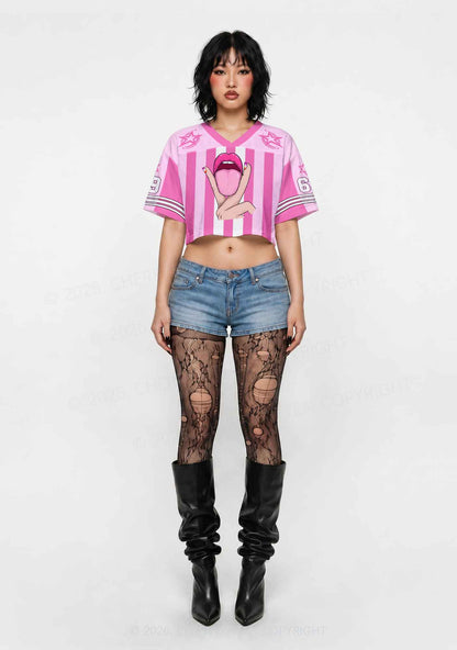 Lesbian Nails Lips Pride Y2K Crop Sport Jersey Shirts Cherrykitten