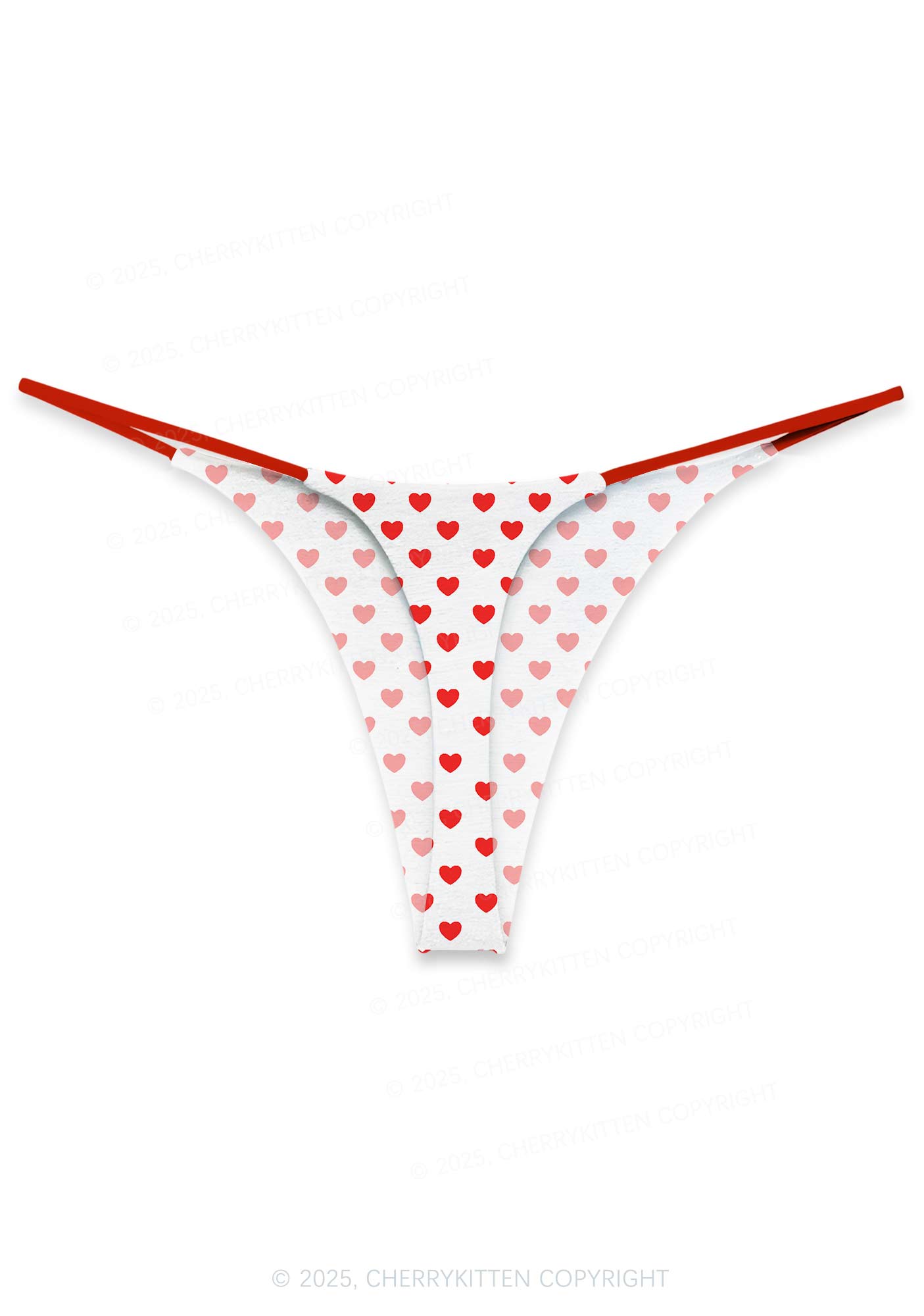 Plain Red Heart Valentine's Day Y2K Print Couples Thong Set Cherrykitten