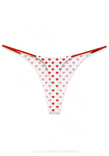 Plain Red Heart Valentine's Day Y2K Print Couples Thong Set Cherrykitten