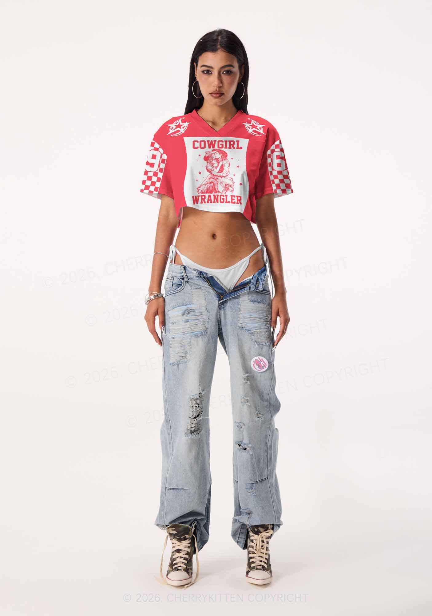 Cowgirl Wrangler Pride Y2K Crop Sport Jersey Shirts Cherrykitten
