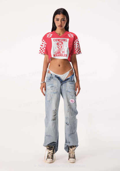 Cowgirl Wrangler Pride Y2K Crop Sport Jersey Shirts Cherrykitten