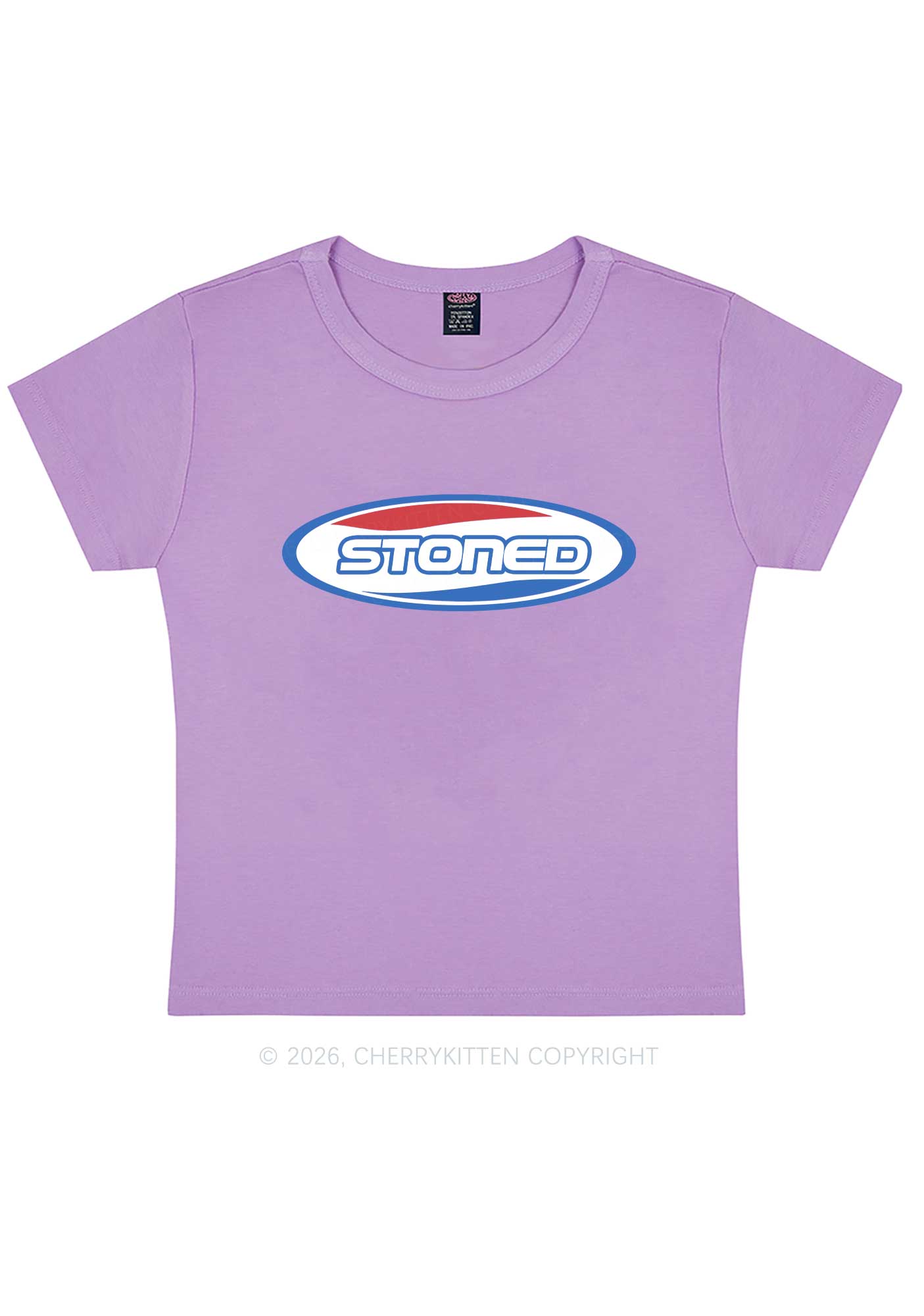 Stoned Slogan Y2K Baby Tee Cherrykitten