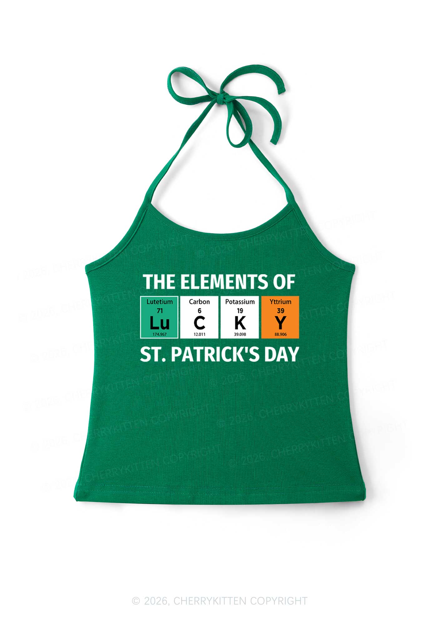 Elements Of Lucky St Patricks Y2K Halter Neck Cami Cherrykitten