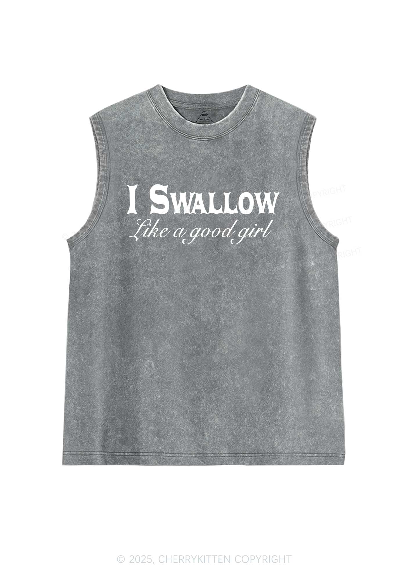 Swallow Like Good Gril Y2K Washed Muscle Tank Cherrykitten