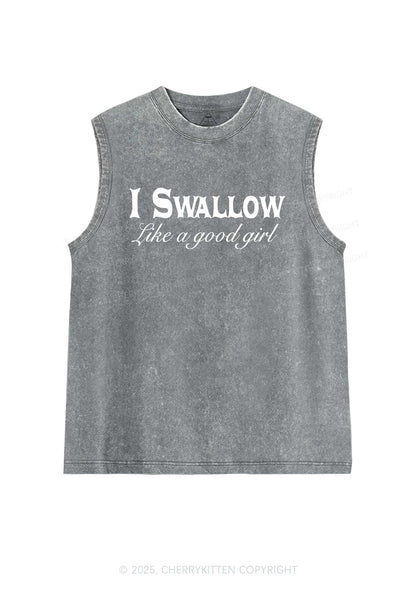 Swallow Like Good Gril Y2K Washed Muscle Tank Cherrykitten