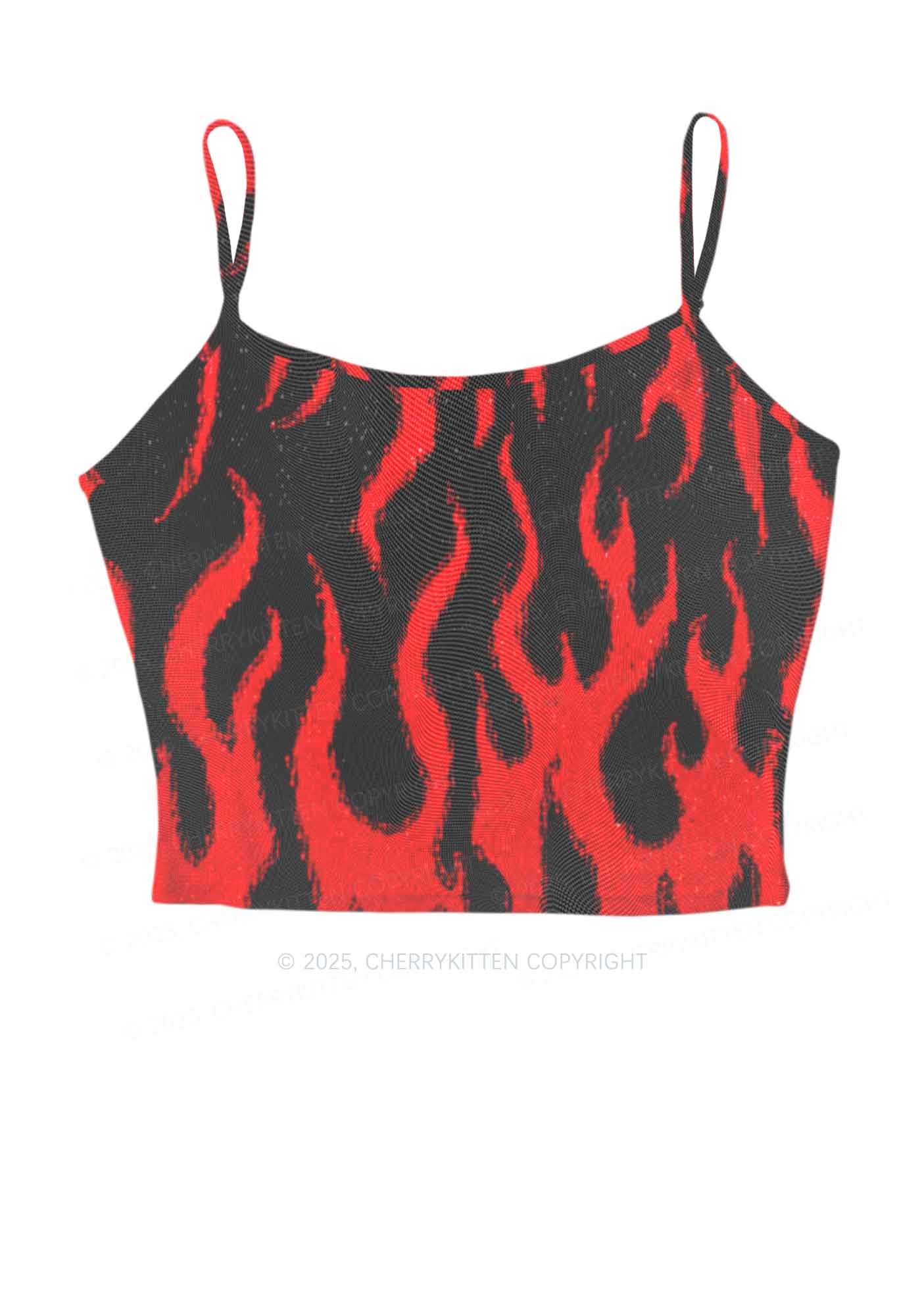 Glitter Flame Y2K Mesh Cami Tank Cherrykitten