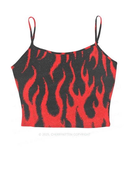 Glitter Flame Y2K Mesh Cami Tank Cherrykitten