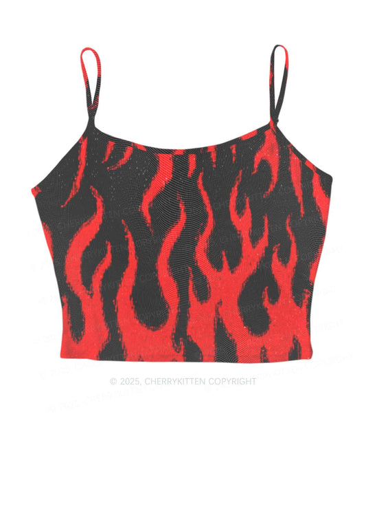 Glitter Flame Y2K Mesh Cami Tank Cherrykitten