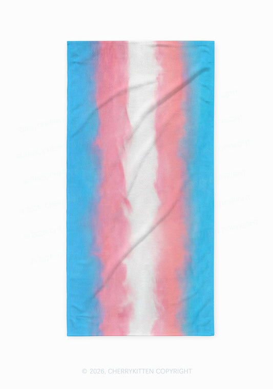 Trans Tie Dye Pride Y2K Beach Towel Cherrykitten