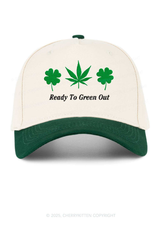 Embroidered Ready To Green Out St Patricks Y2K Color Block Baseball Cap Cherrykitten