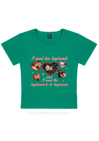 I Want Two Boyfriends HR Y2K Baby Tee Cherrykitten