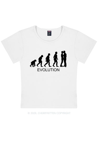Gay Evolution Pride Y2K Baby Tee Cherrykitten