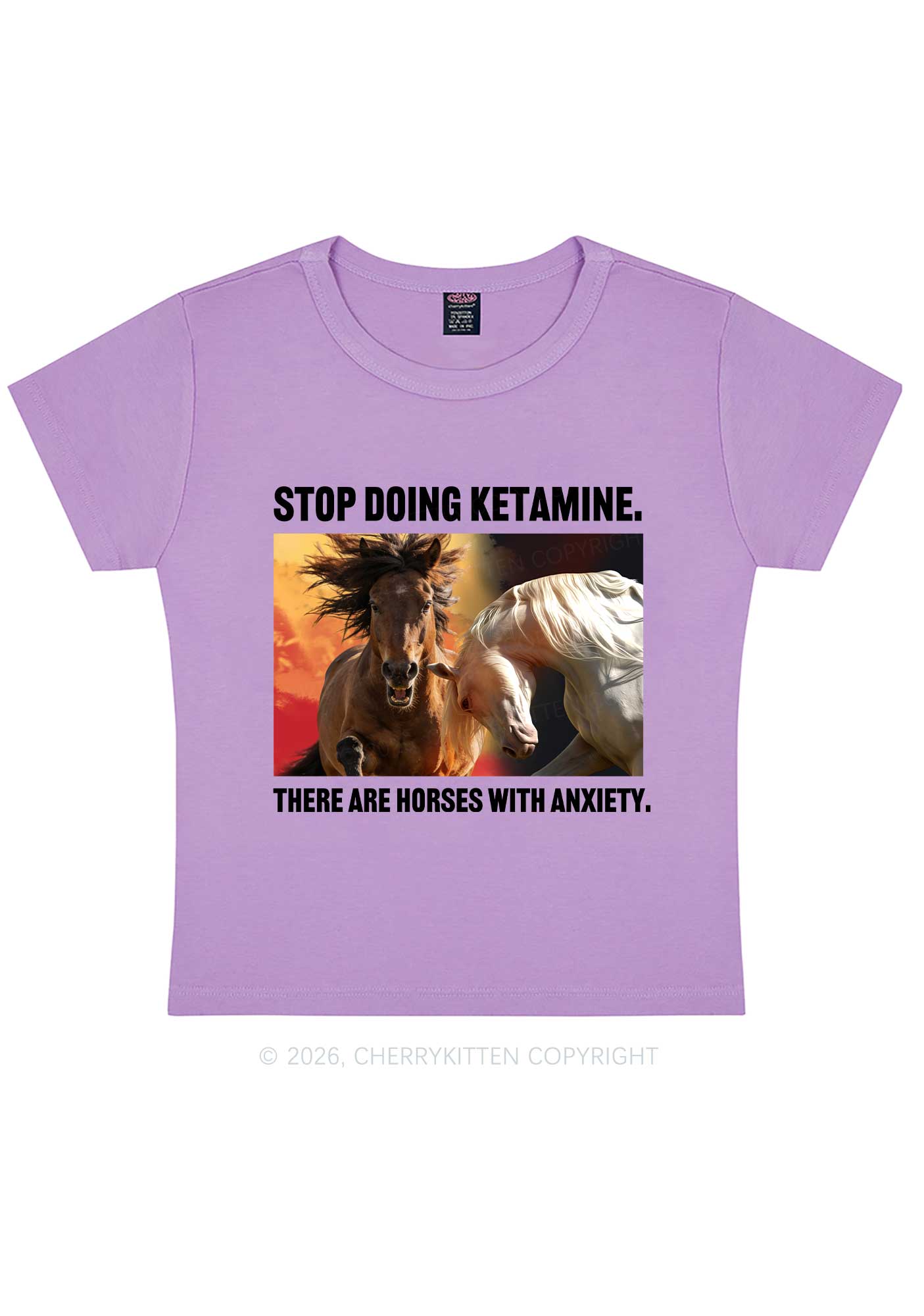 There Are Horses With Anxiety Y2K Baby Tee Cherrykitten