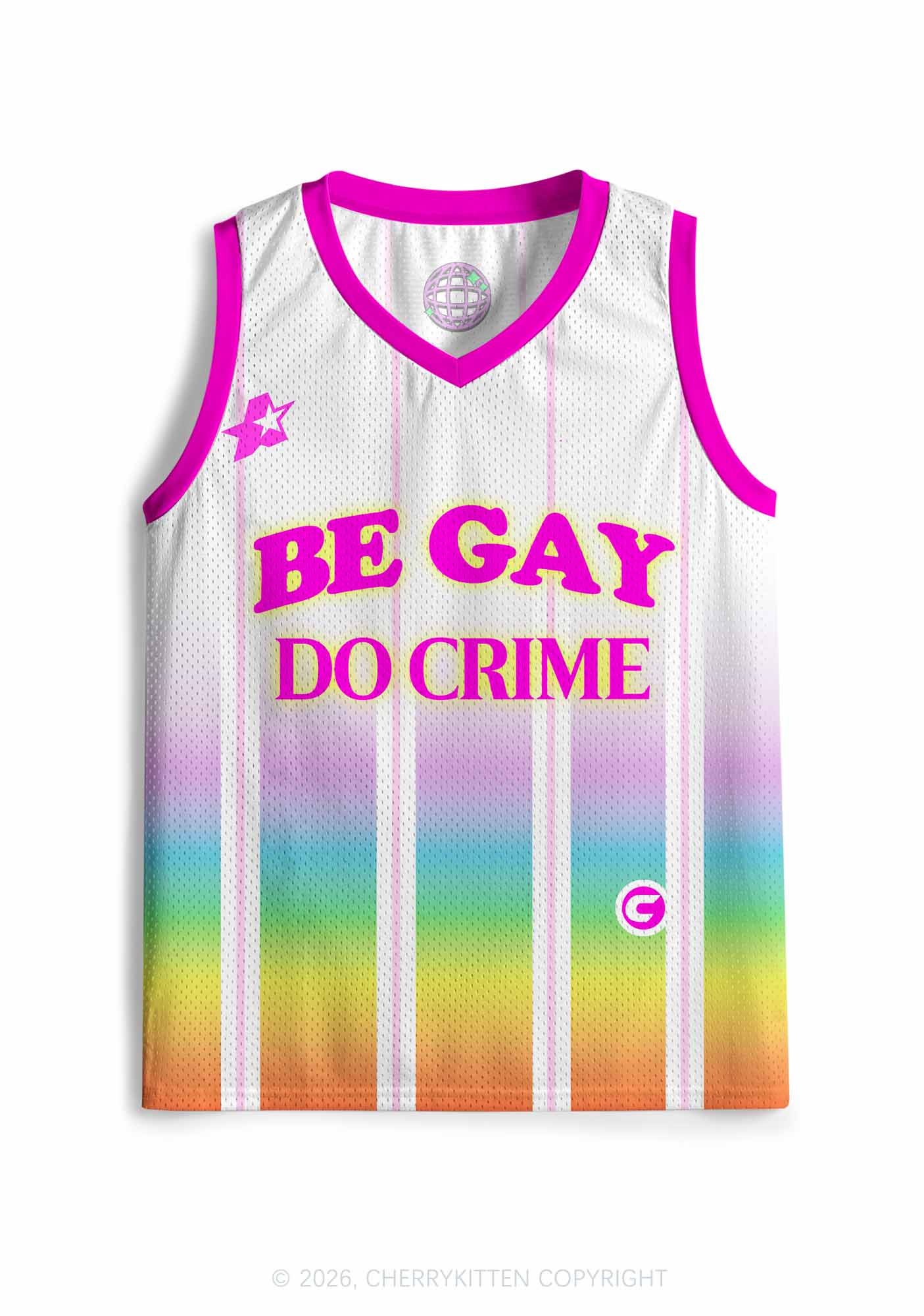 Be Gay Do Crime Rainbow Pride Y2K Sport Jersey Tank Cherrykitten