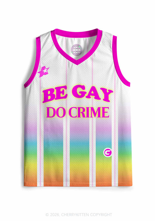 Be Gay Do Crime Rainbow Pride Y2K Sport Jersey Tank Cherrykitten